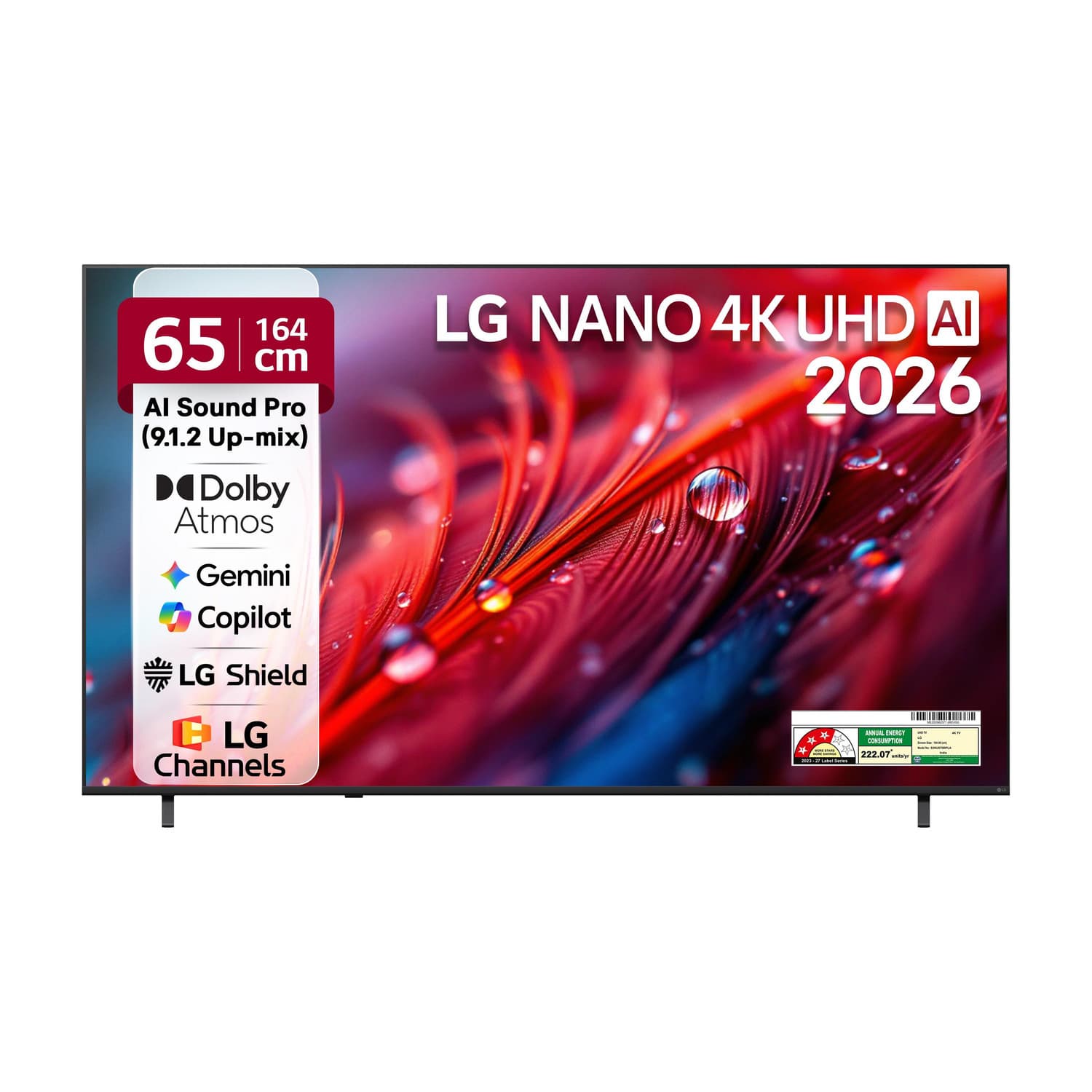 AI NU87 164 cm (65 inch) Ultra HD (4K) LED Smart WebOS TV 2026 Edition with NANO Detail Enhancer, HDR10 Pro, 4K Super Upscaling Alpha7 AI Processor 4K...