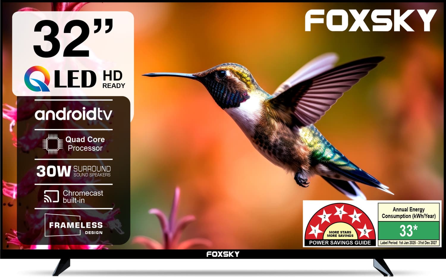 80 cm (32 inch) QLED HD Ready Smart Android TV 2026 Edition with 2.1 CH Audio System Tuned by 30W Sun Voice India's Largest Speaker Manufacturer, Nati...