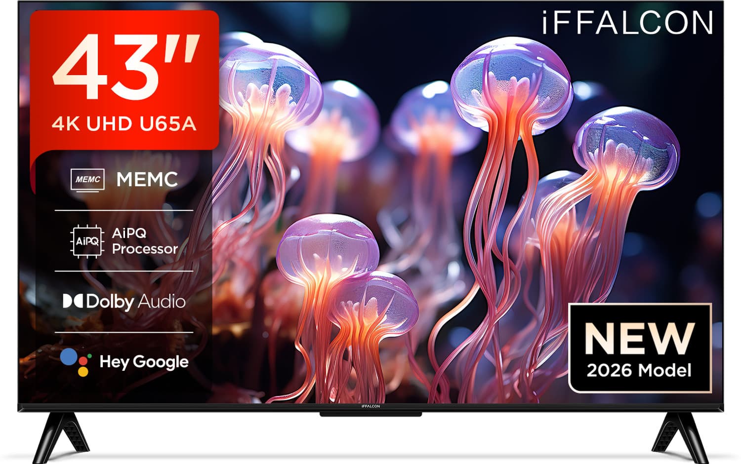 U65A 108 cm (43 inch) Ultra HD (4K) LED Smart Google TV 2026 Edition with MEMC Dolby Vision-Atmos AiPQ Processor Game Master HDMI 2.1 Metallic Bezel-L...