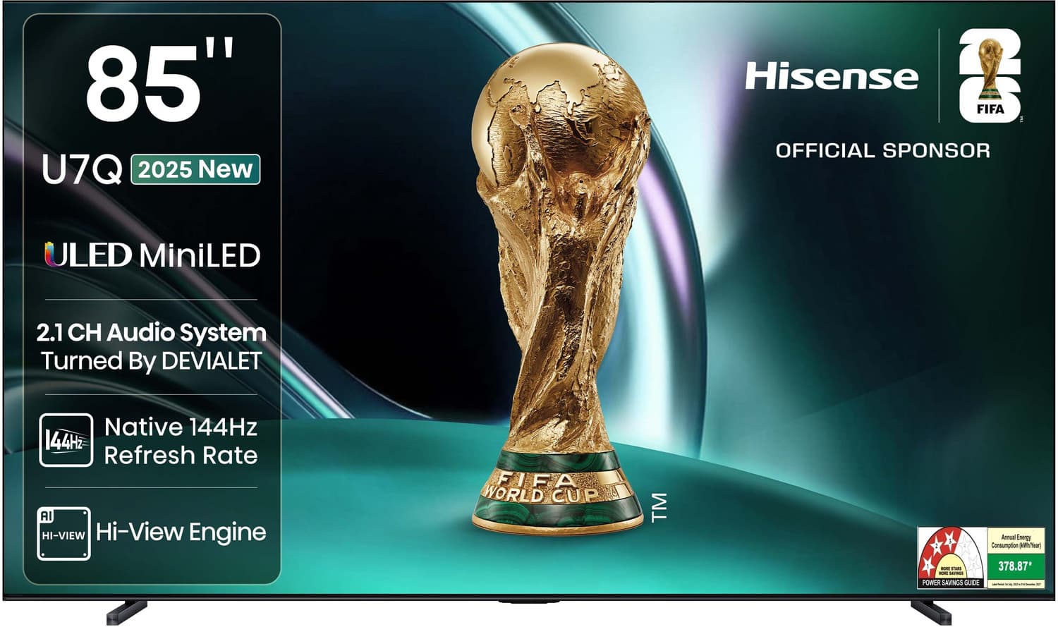 Hisense 85U7Q 216 cm (85 inch) Ultra HD (4K) Mini LED Smart VIDAA TV 2025 Edition