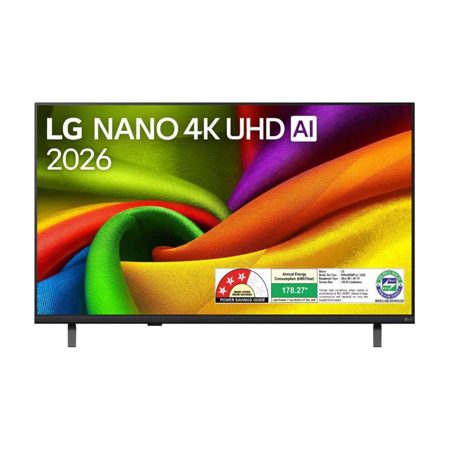 139 cm (55 inch) Ultra HD (4K) NanoCell Smart WebOS TV with NANO 4K AI UHD TV with 7 AI Processor 4K Gen9, with HDR10 Pro 2026 (55NU885BPLA)