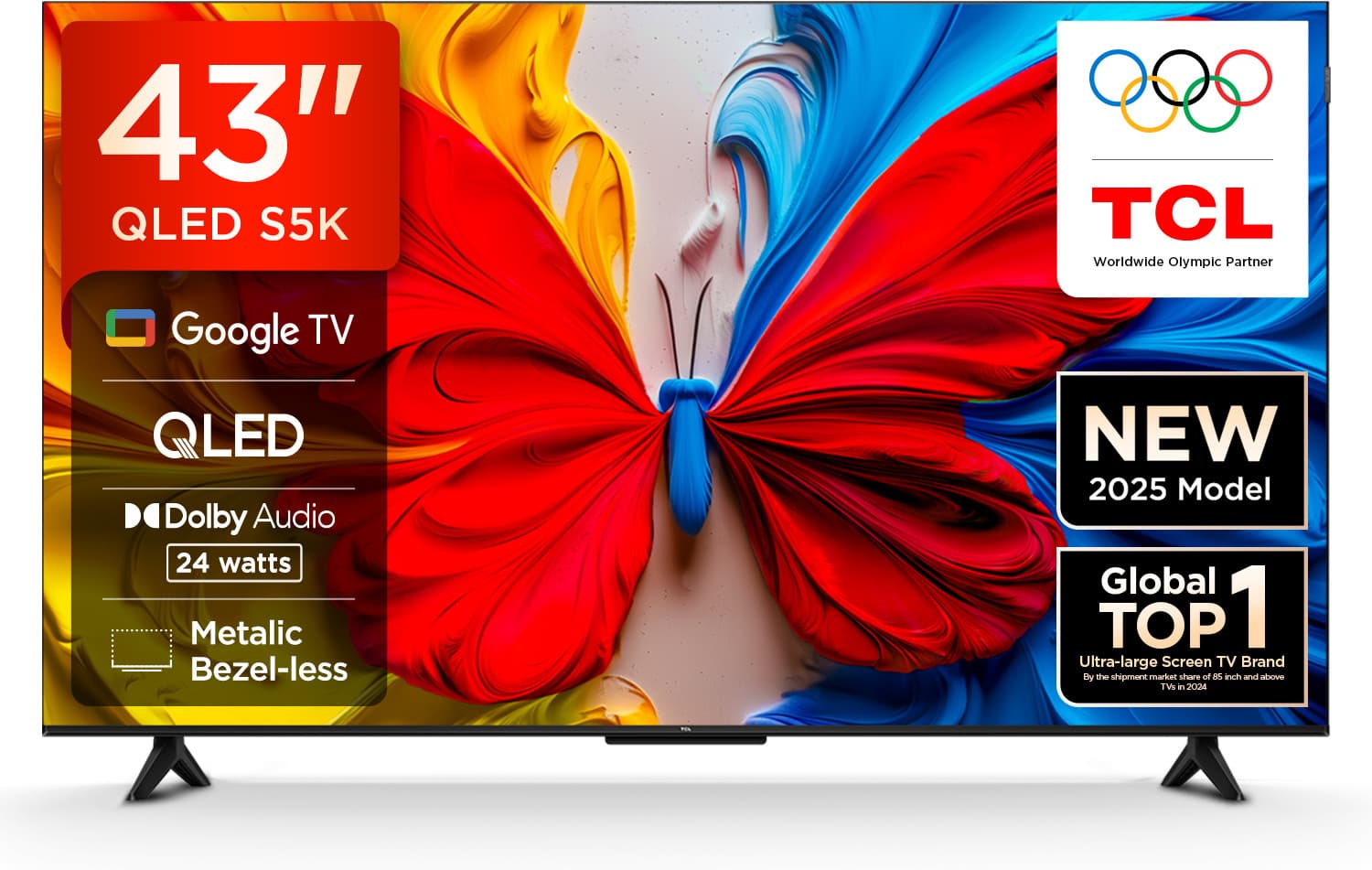 S5K 108 cm (43 inch) QLED Full HD Smart Google TV with 100% Color Volume Plus | 24W Dolby Audio | Google Assitant | Chromecast built-in | Metallic Bez...