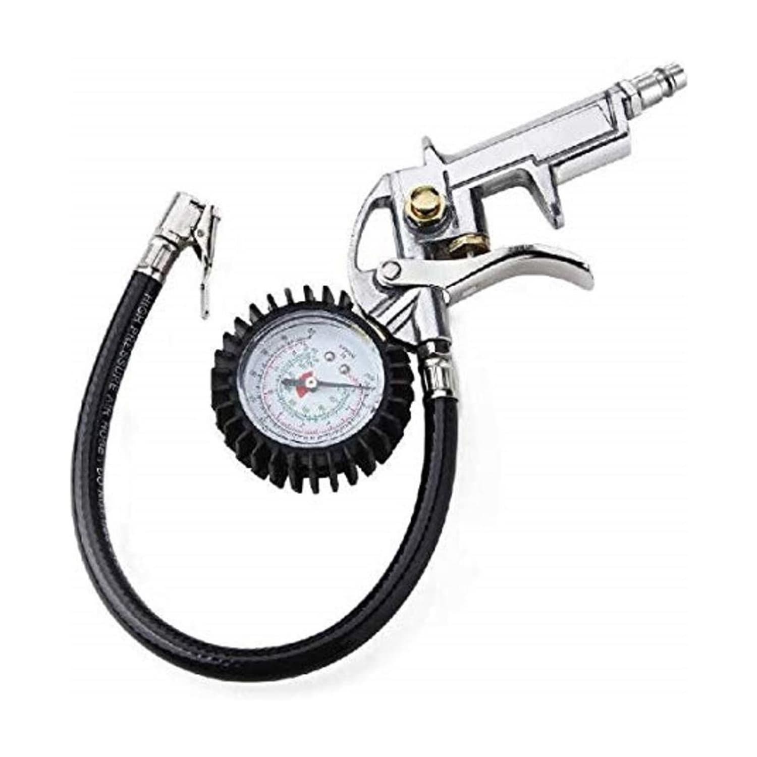 Breewell Analog Tire Pressure Gauge Tyre Pressure Gauge & Infator Gun Car, Bike, Truck Dial Tyre Air Pressure Gauge Tester Tool and Air Inflating 220 Psi