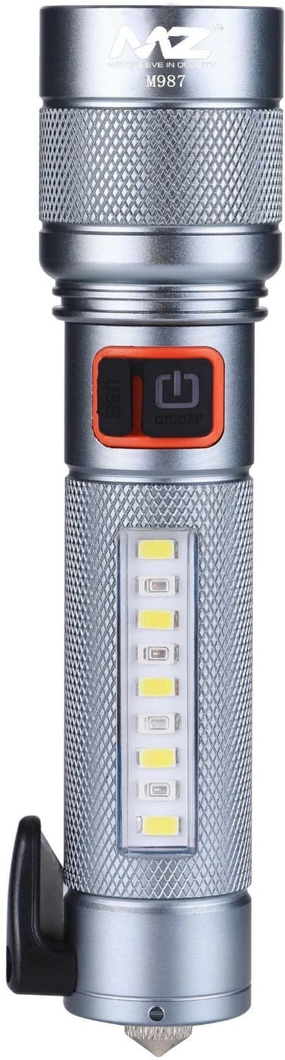 MZ M987 CAR EMERGENCY LIGHT 5 Modes with Hammer and Seatbelt cutter Zoomable Torch