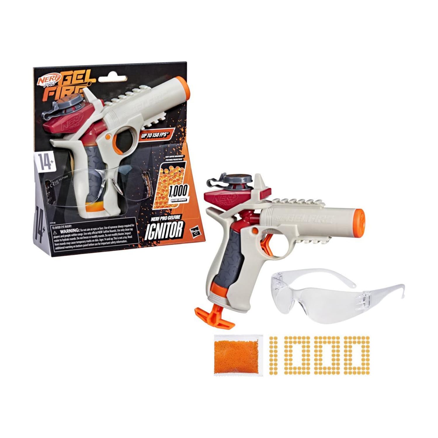 Nerf Pro Gelfire Ignitor Blaster, 1000 Gelfire Rounds, 60 Round Capacity, Ages 14+ Guns & Darts