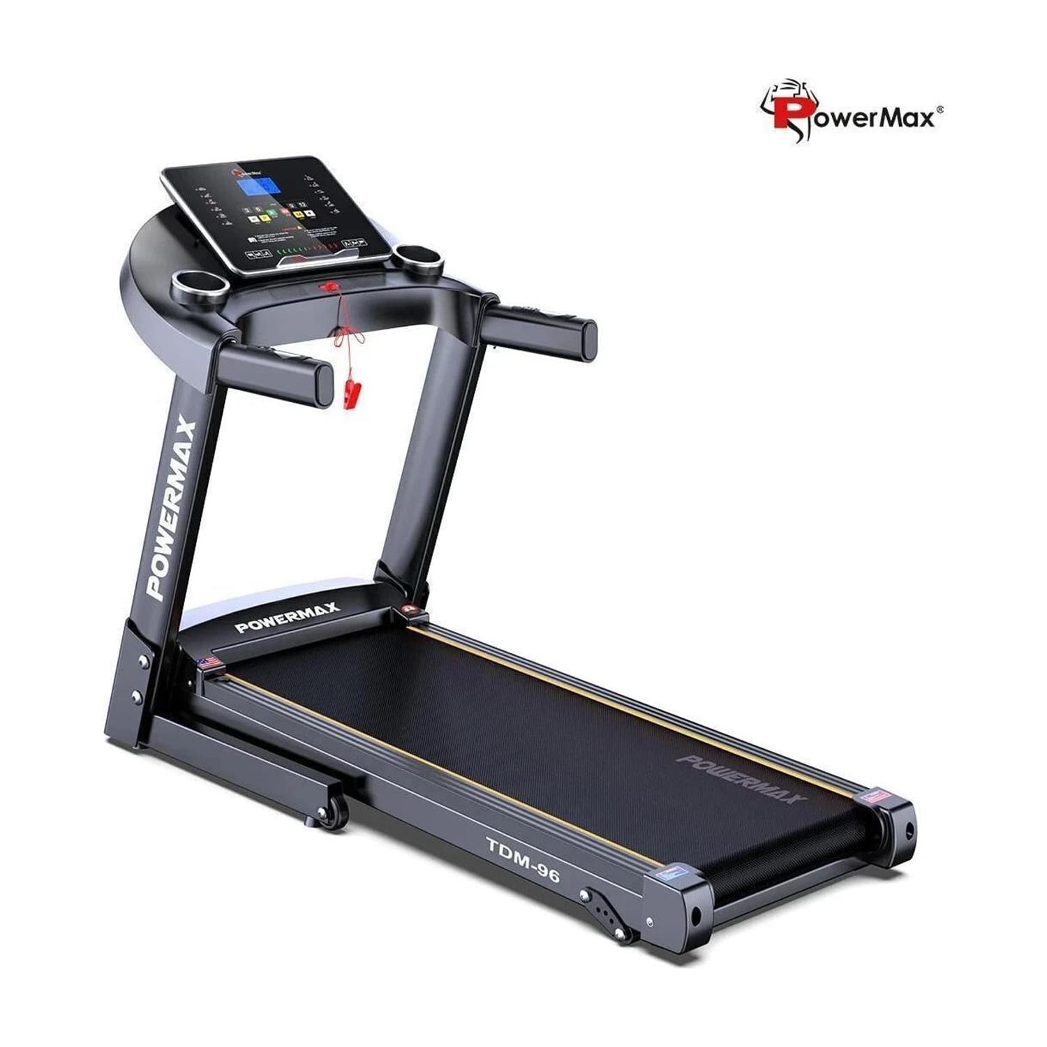 Powermax Fitness TDM-96 (4 HP) for Home Use with LCD, BT App, Foldable Motorized Manual Treadmill