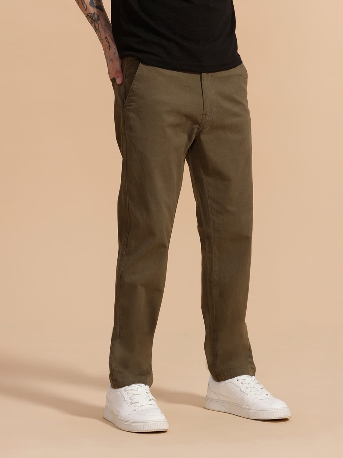 WROGN Slim Fit Men Green Trousers