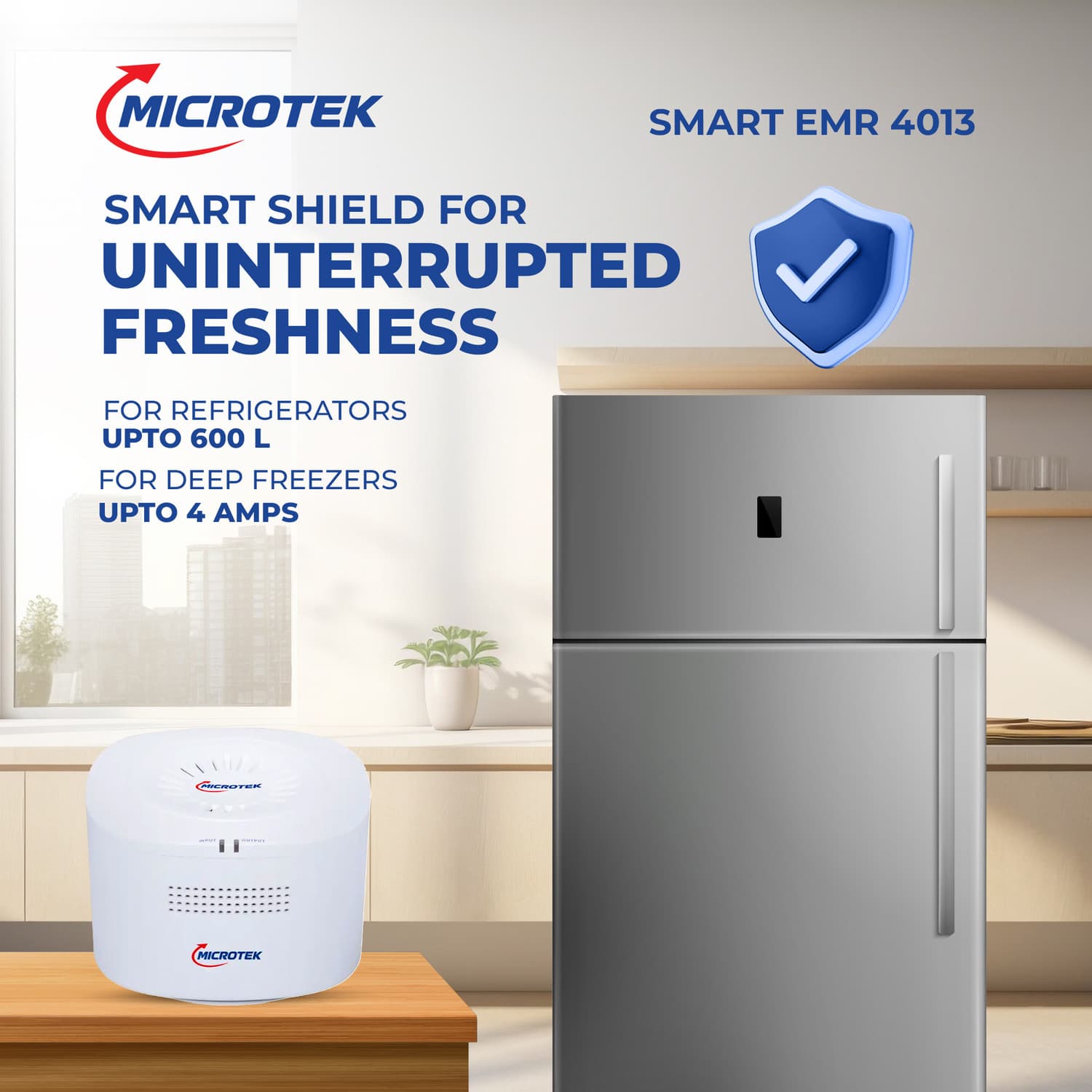 EMR4013 For Refrigerator up to 600Liters/1 DeepFreezer upto 4A|Working Power 130V - 295V (White)