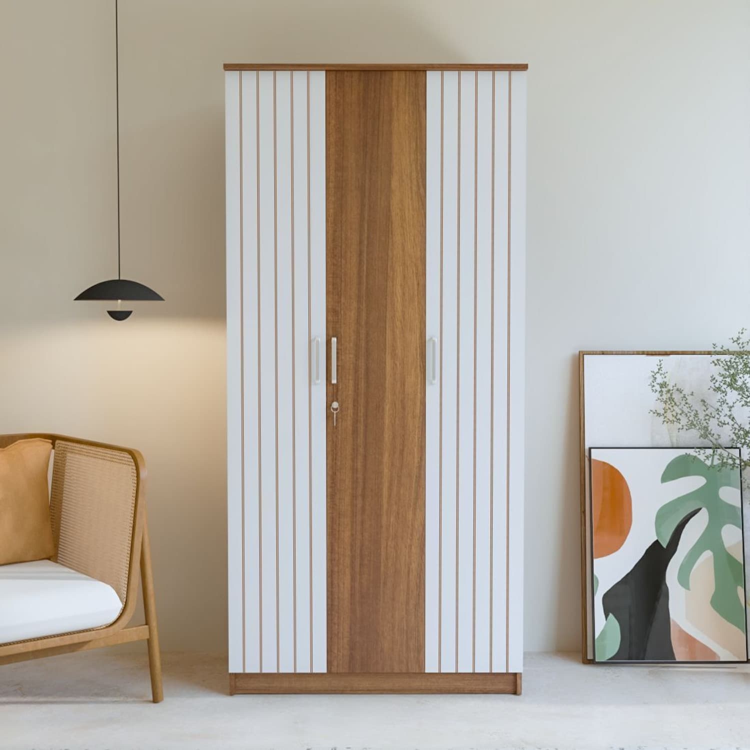 neuspace Trio Engineered Wood 3 Door Wardrobe