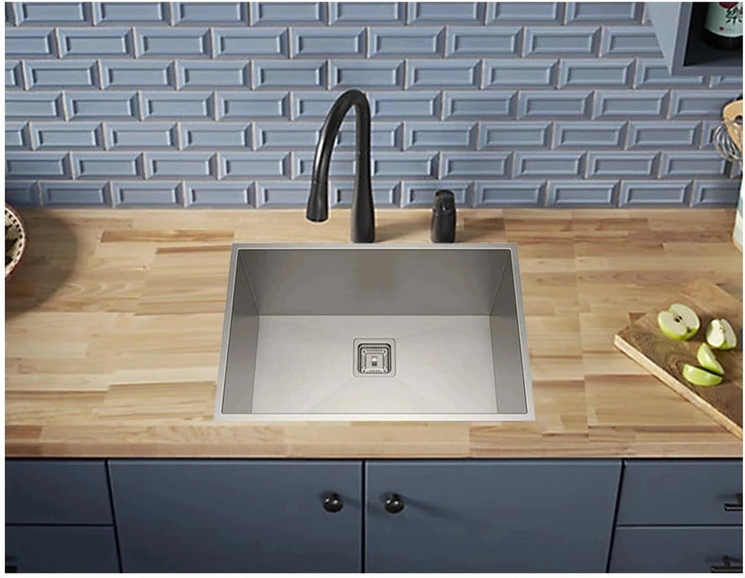 Prestige (24"X18"X10"Inch) 304 Grade Stainless Steel Matte Finish Kitchen Sink With Waste Coupling And drain basket , Vessel Sink (silver)