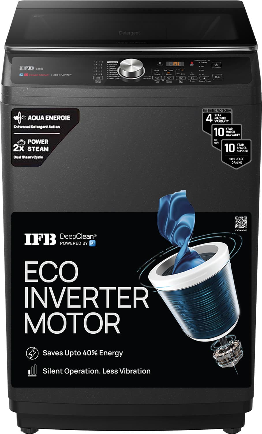 9 kg 5 Star AI Powered Deepclean Technology with Eco Inverter, Power Steam, Inbuilt Heater, Activmix Fully Automatic Top Load with In-built Heater Bla...