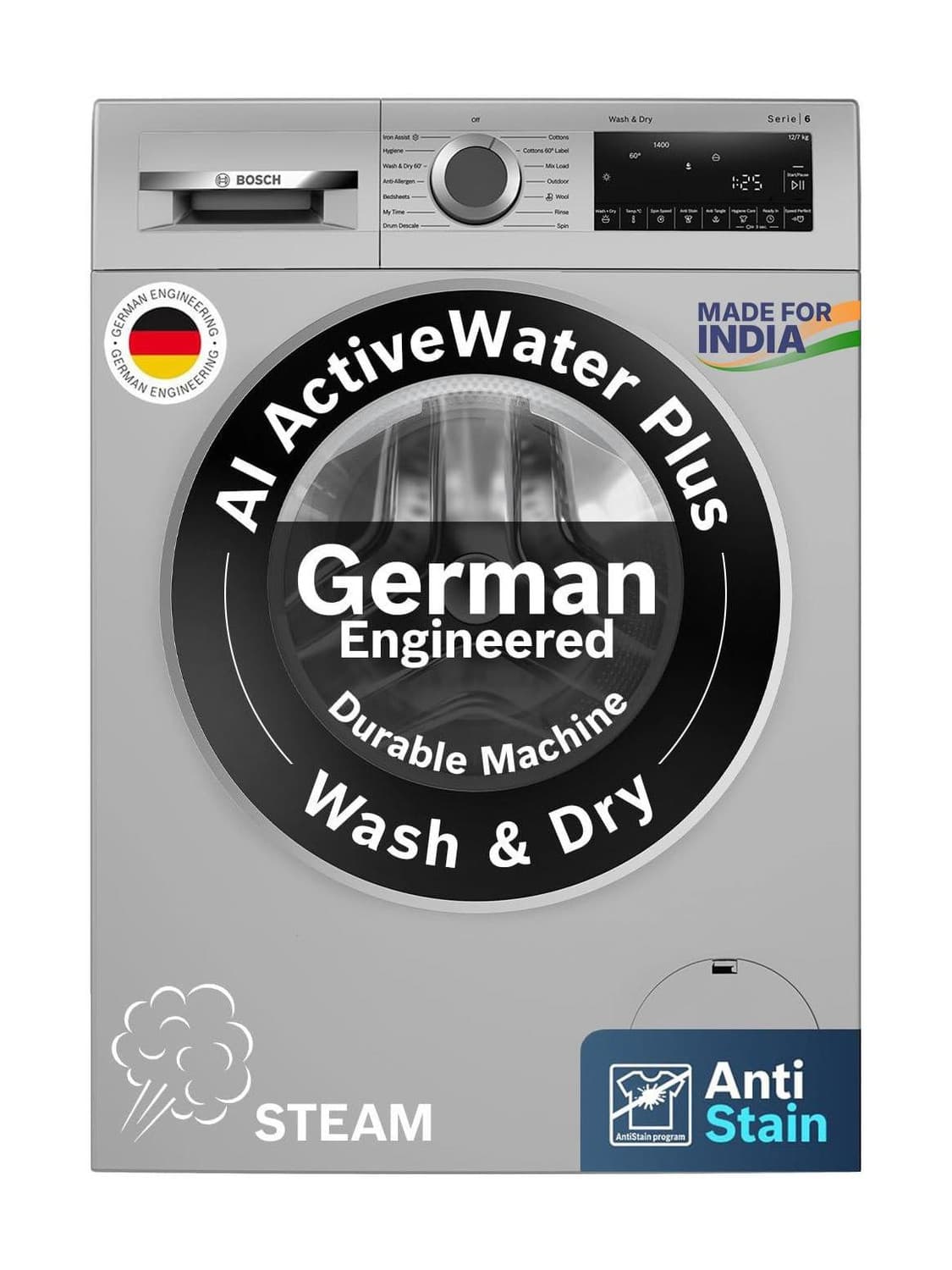 12 Washer with Dryer with In-built Heater Silver (WNA2740SIN)