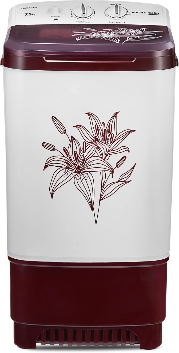 7.5 kg washing machine with Transparent lid Semi Automatic Top Load Maroon, White (WST75BBRT)