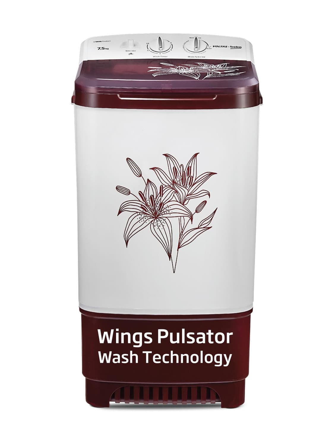 Voltas Beko 7.5 kg Washer only Maroon, White (WST75BBRT)
