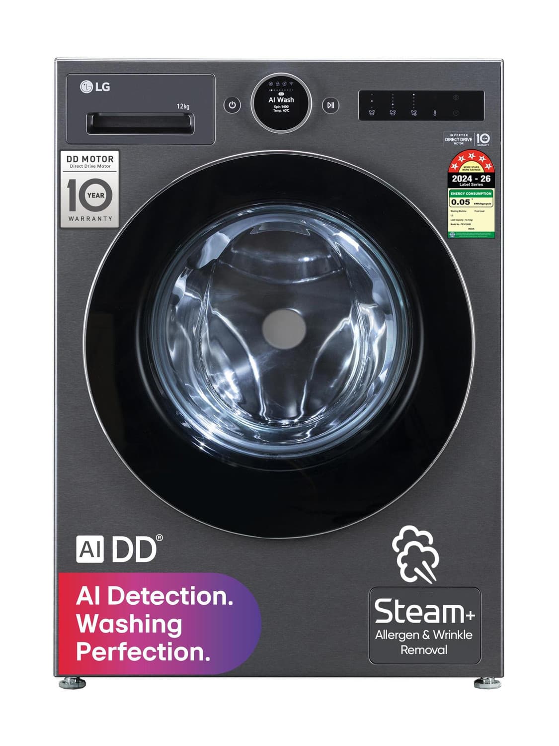 12 kg Fully Automatic Front Load with In-built Heater Black (FX1412N9K)