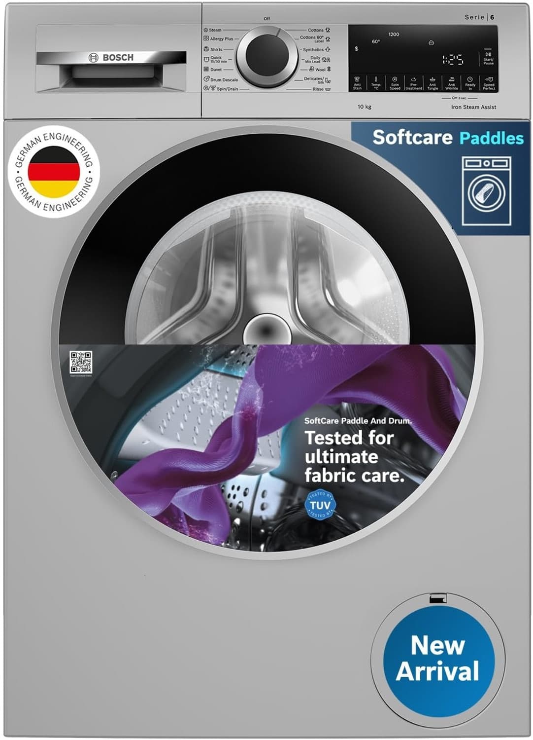 BOSCH 10 kg Fully Automatic Front Load Washing Machine with In-built Heater Silver