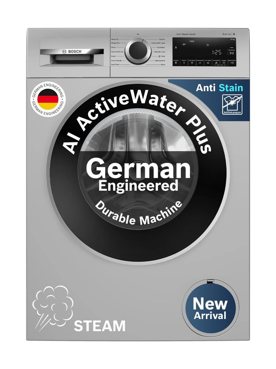 10 kg Fully Automatic Front Load with In-built Heater Silver (WGA254ZSIN)