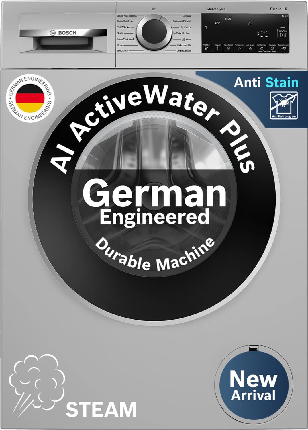 12 kg Fully Automatic Front Load with In-built Heater Silver (WGA2740SIN)