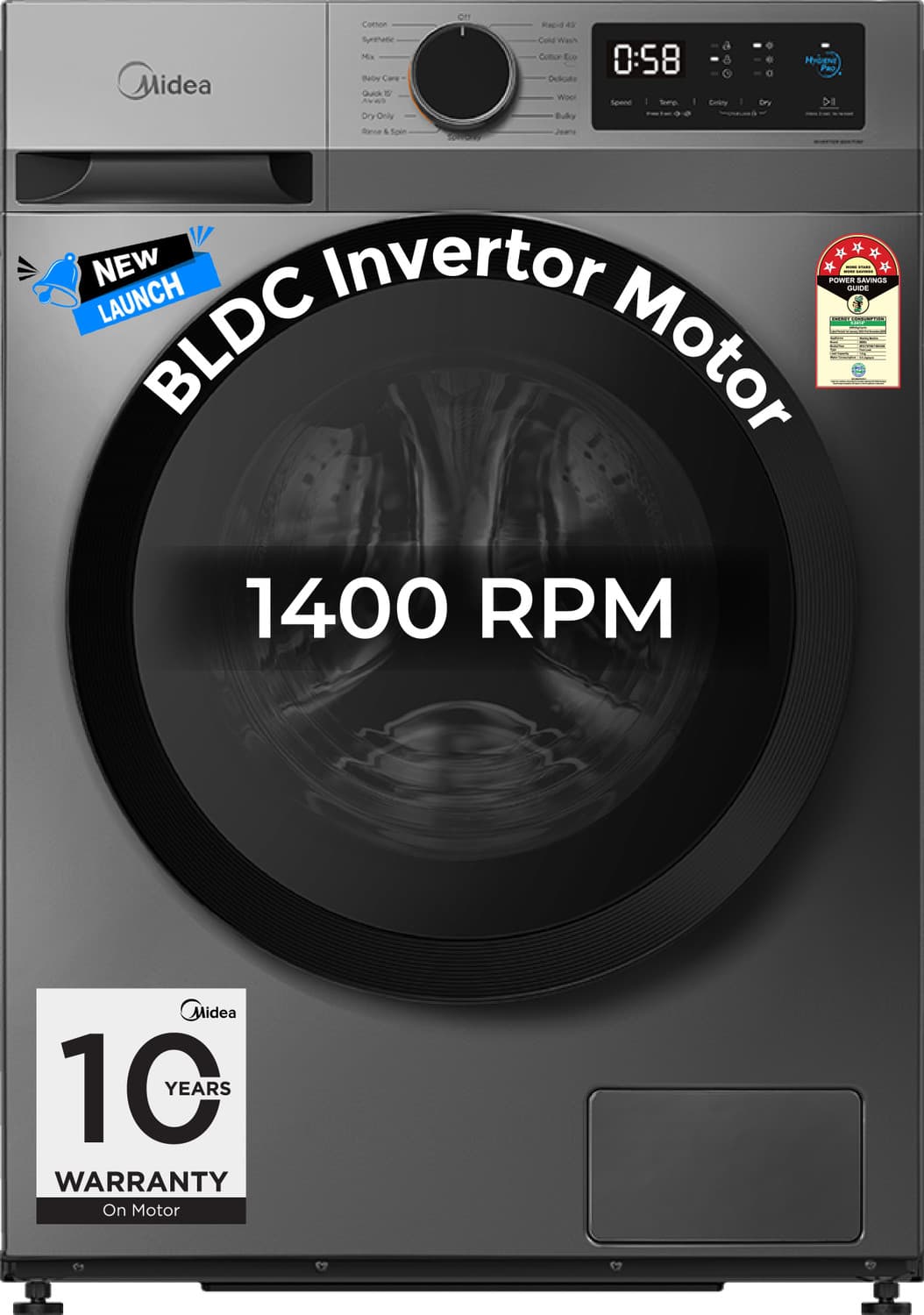 8 kg Fully Automatic Front Load with In-built Heater Grey (MFG17W80B/T-IND)