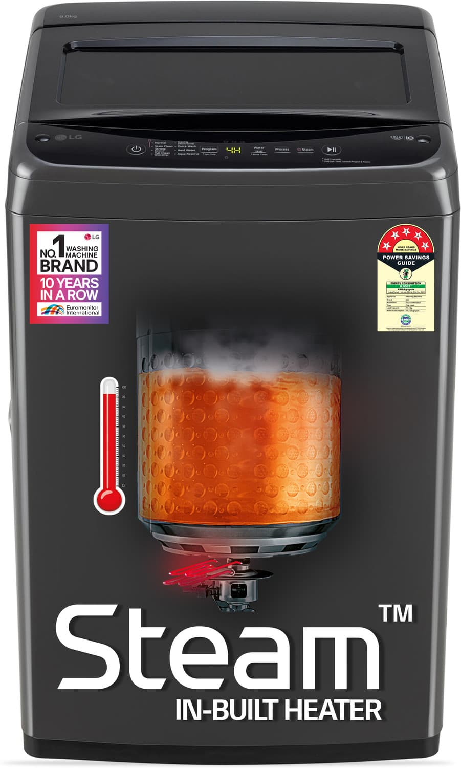 9 kg Fully Automatic Top Load with In-built Heater Black (T90VBMB1S)