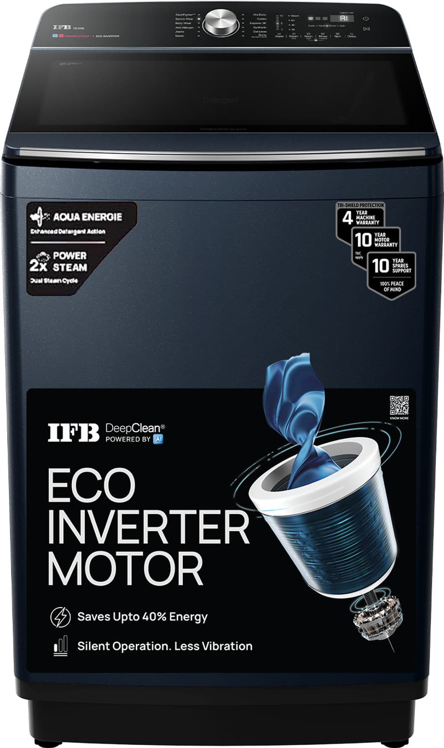 12 kg 5 Star AI Powered Deepclean Technology with Eco Inverter, Power Steam, Inbuilt Heater, Activmix Fully Automatic Top Load with In-built Heater Bl...