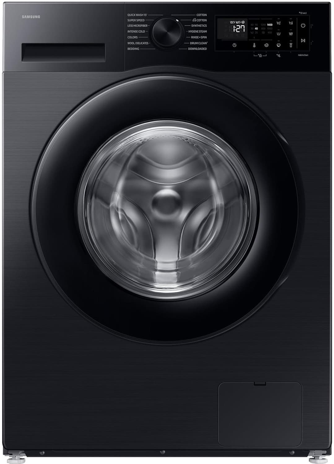 samsung 12 kg fully automatic front load washing machine in built heater black grey
