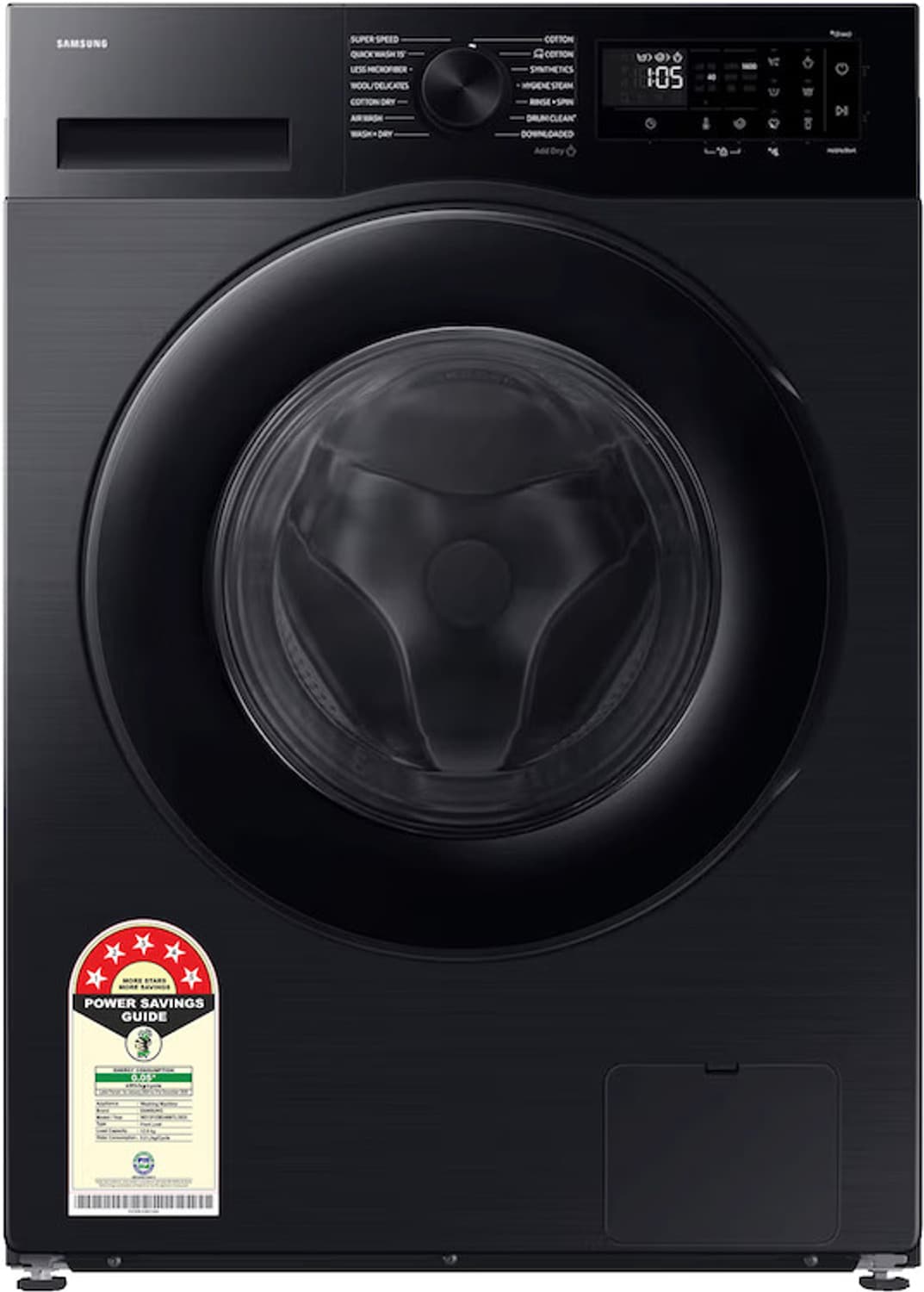 samsung 12 kg fully automatic front load washing machine in built heater black