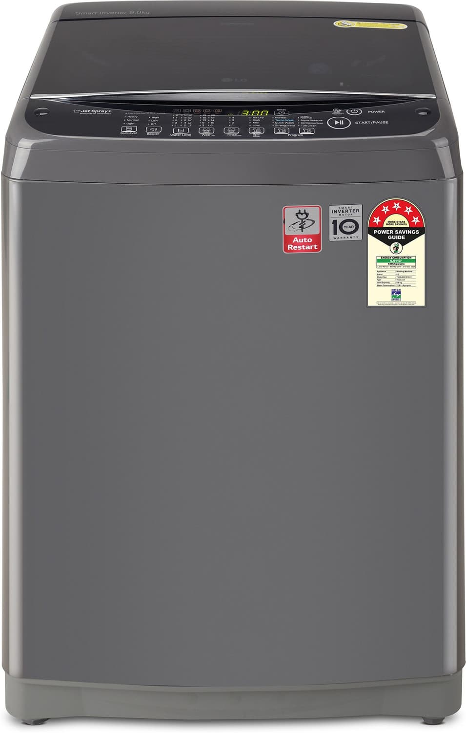 LG 9 kg with Jet Sprey, Auto Pre Wash, Smart Diagnosis, Smart Closing Door and 10 Water Levels Fully Automatic Top Load Black (T90SJMB1Z)