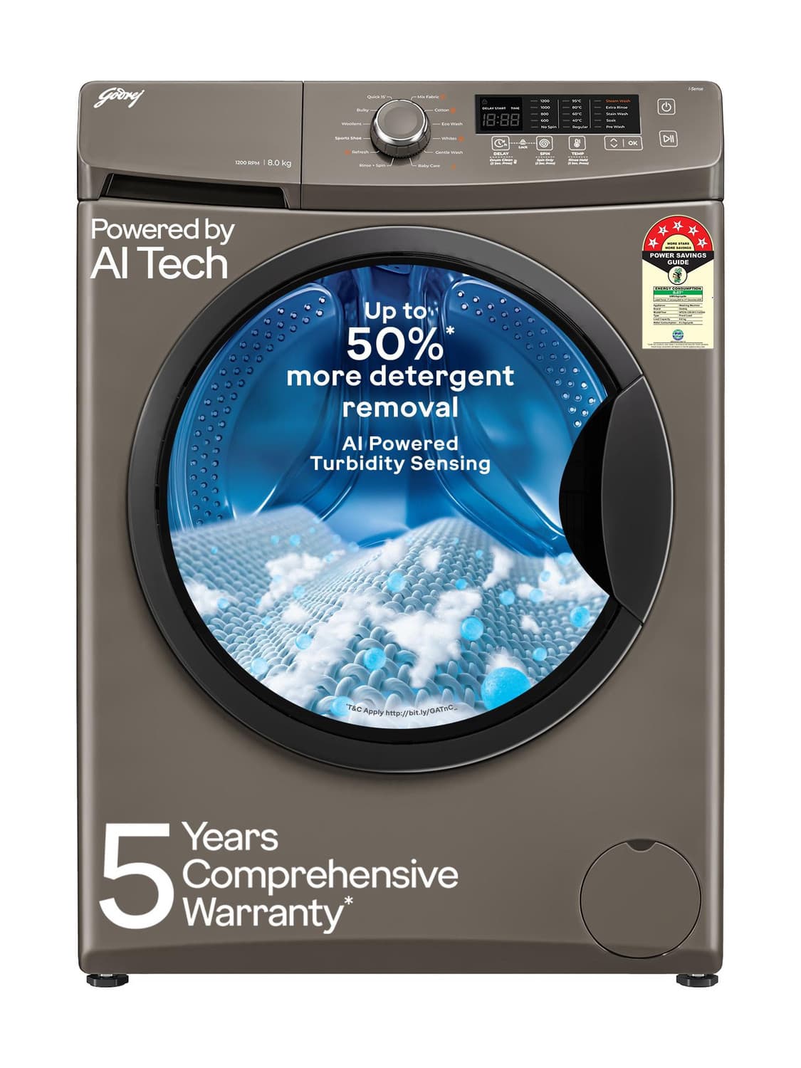 Godrej 8 kg Fully Automatic Front Load Washing Machine Grey