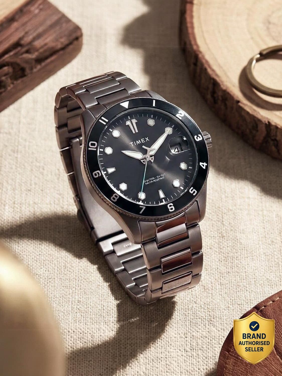TIMEX Date Display with Magnifier, Gunmetal Dial Analog Watch - For Men