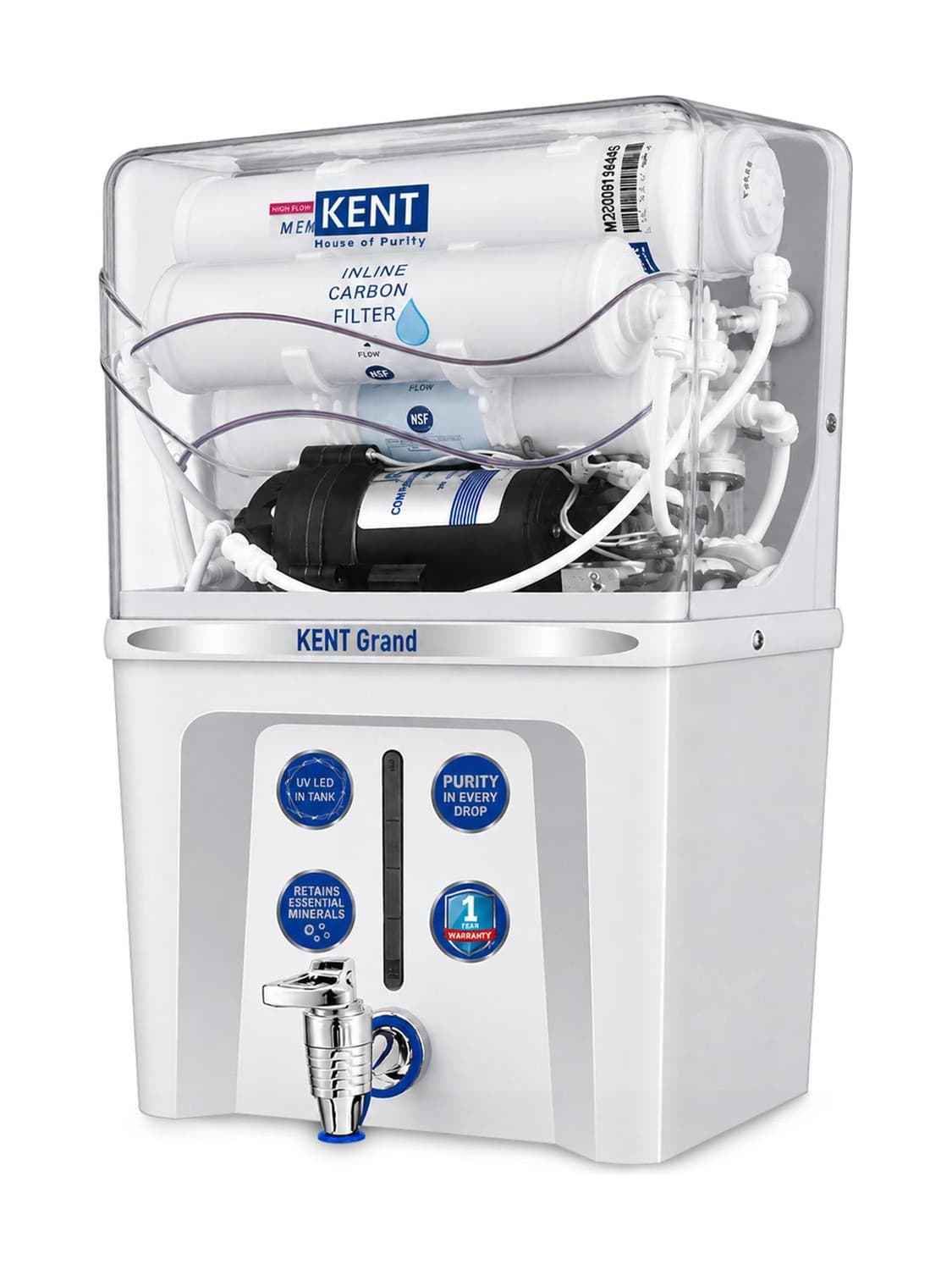 New Grand 7.5 L RO + UV + UF Water Purifier Advanced RO Tech for Sabse Shudh Paani 7.5L 20LPH FlowIdeal for Borewell/Tanker/Municipal Water Largest Se...
