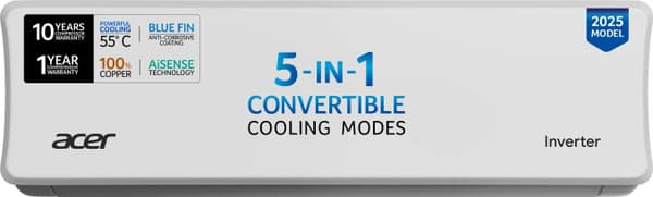 2025 Model 1 Ton 5 Star Split Inverter AC (AR10AS5IS1HLE25, White)