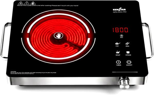 2200 W Infrared Cooktop Touch Panel (Silver, Black, Infra Lumo Electric Stove Cooktop Energy Efficient Fast Heating Portable)