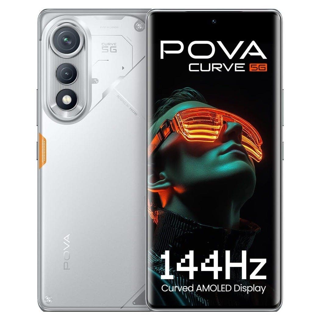 Tecno POVA Curve 5G (8GB RAM, 128GB Storage) | Dimensity 7300 | 5500mAh Battery | Smarter with Tecno AI | Magic Silver