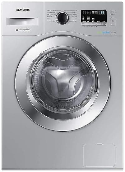 Samsung 6 Kg Fully-Automatic Front Loading Washing Machine (WW60R20EK0S/TL, Silver) Washing Machines & Dryers